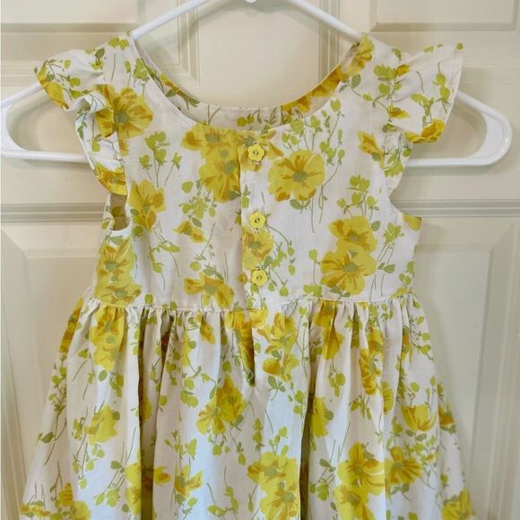 Girls Vintage Morgan Jones Fabric Casual Yellow Floral Ruffle Dress Size 4T - Picture 9 of 11